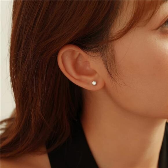 Moissanite Stud Earrings 2-4ct G H I Color 925 Sterling Silver White Gold Plated - Picture 6 of 8